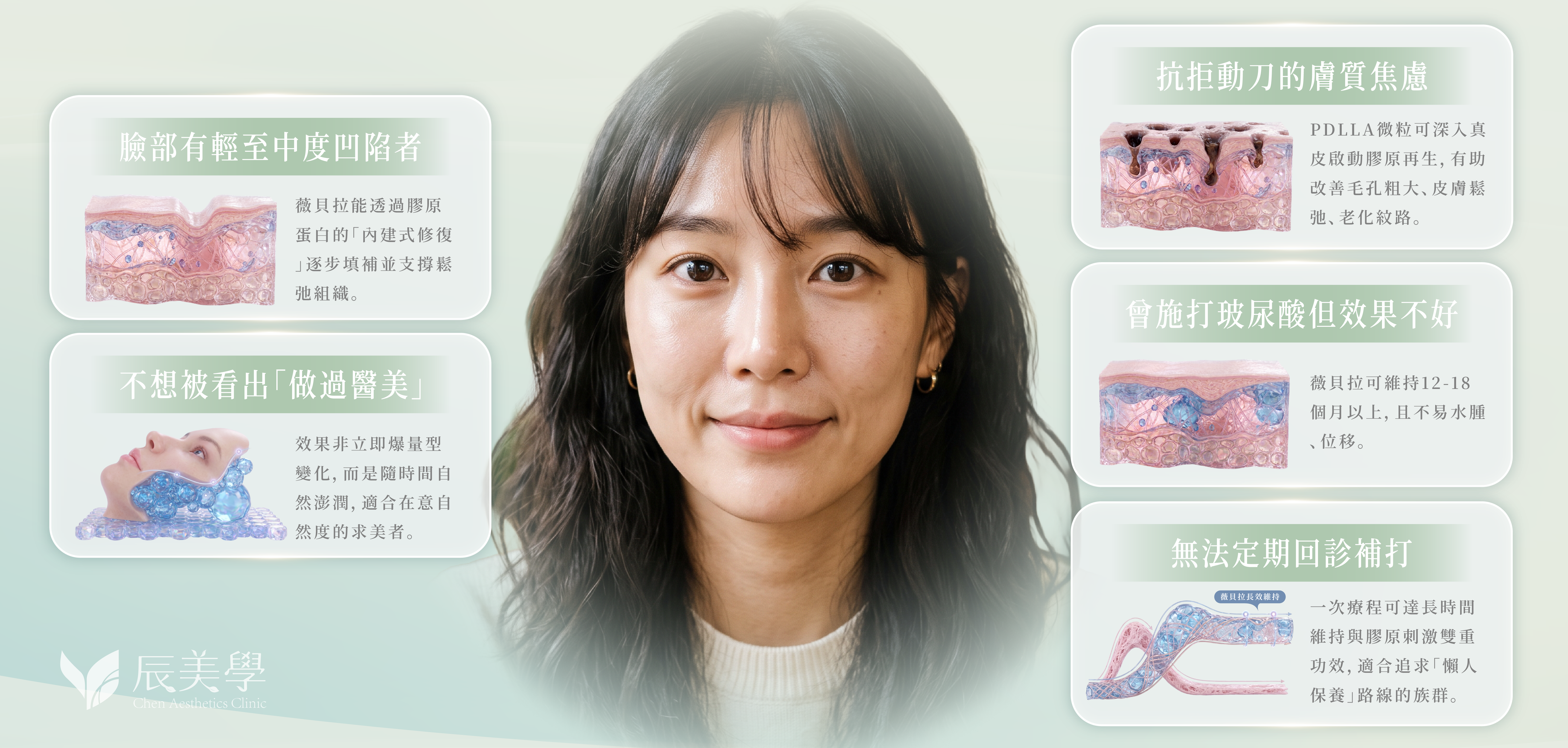 薇貝拉推薦族群：臉部凹陷、不想被看出做過醫美、抗拒動刀、玻尿酸效果不佳、無法定期回診